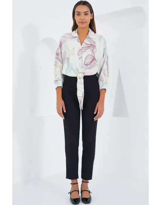 Oversize Dökümlü Crop Saten Gömlek 906 - Gül Kurusu