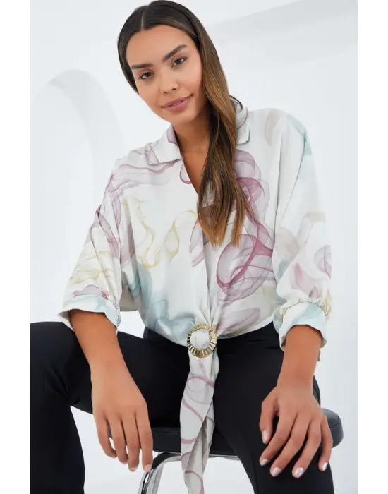 Oversize Dökümlü Crop Saten Gömlek 906 - Gül Kurusu