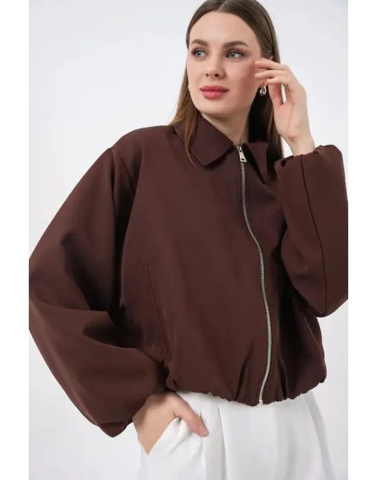 Modern Oversize Fermuarlı Ceket