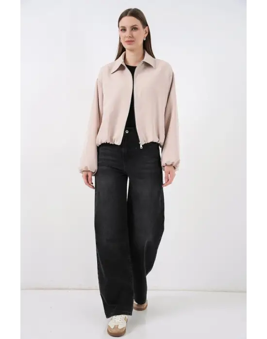 Modern Oversize Fermuarlı Ceket
