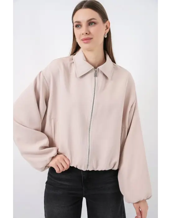 Modern Oversize Fermuarlı Ceket