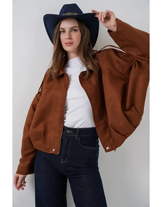 Oversize Süet Ceket 1055 - Y.Kiremit