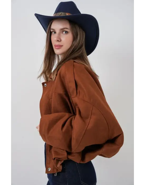 Oversize Süet Ceket 1055 - Y.Kiremit