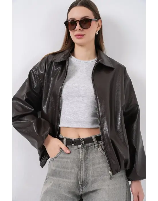 Cool Oversize Suni Deri Ceket