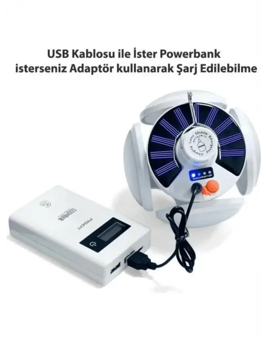 P-038 Solar Güneş Enerji Ve Usb Sarjli 5 Kanatlı