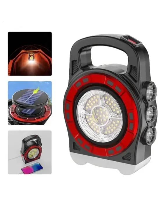 P-6678c Dış Mekan Solar Şarj Işığı Çok Fonksiyonlu Projektör Hazine Güçlü Işık El Feneri