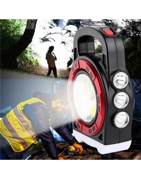 P-6678c Dış Mekan Solar Şarj Işığı Çok Fonksiyonlu Projektör Hazine Güçlü Işık El Feneri