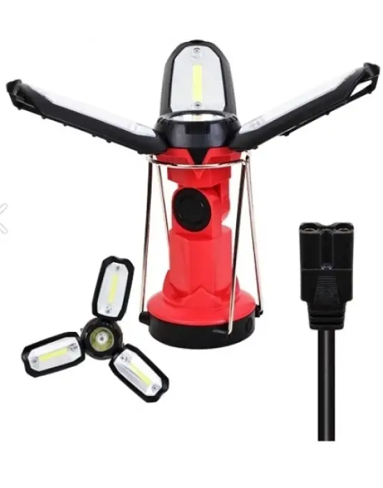 P-8801 Şarjlı Katlanabilir 3xcob Led+ 3w Led Çok Fonksiyonlu Kamp Feneri
