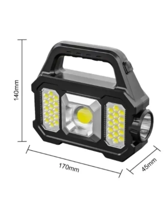 P-880a Solar Powerbanklı Şarjlı Taşınabilir Güçlü Fener