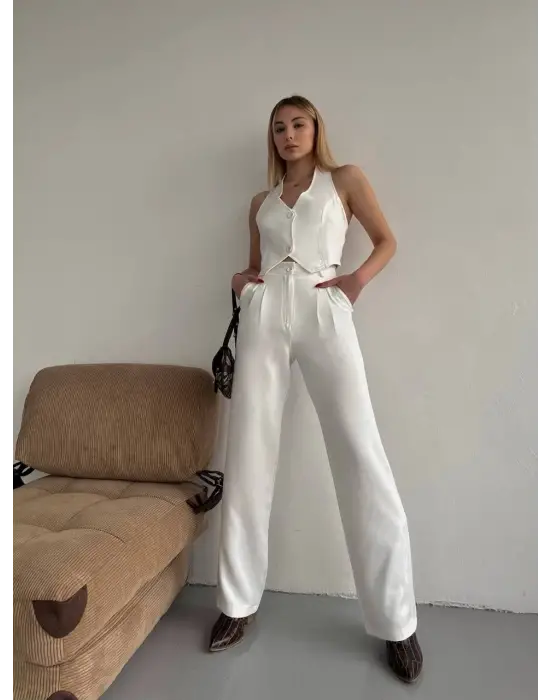 Palazzo pantolon beyaz s23211