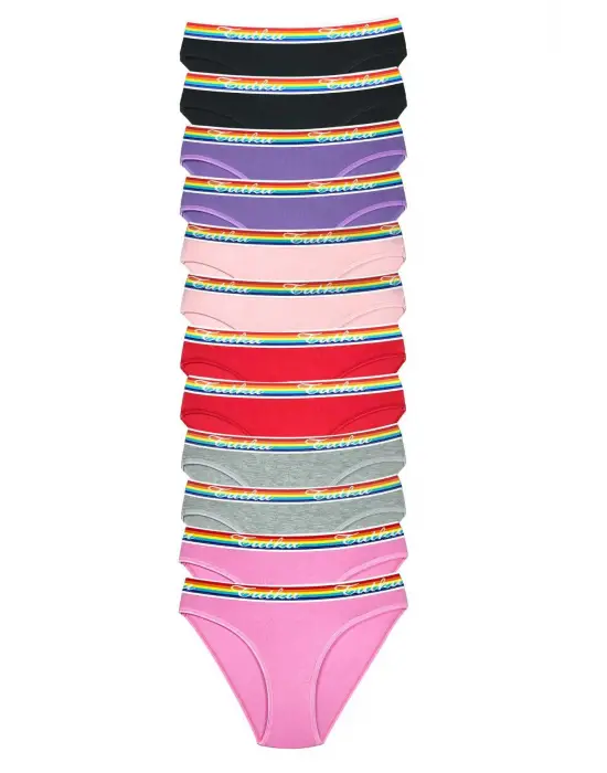 Omarı Renkli Pamuklu Kadın Slip Külot Seti