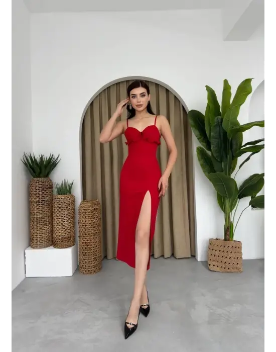 Omarı Sırt Detaylı Şık Elbise