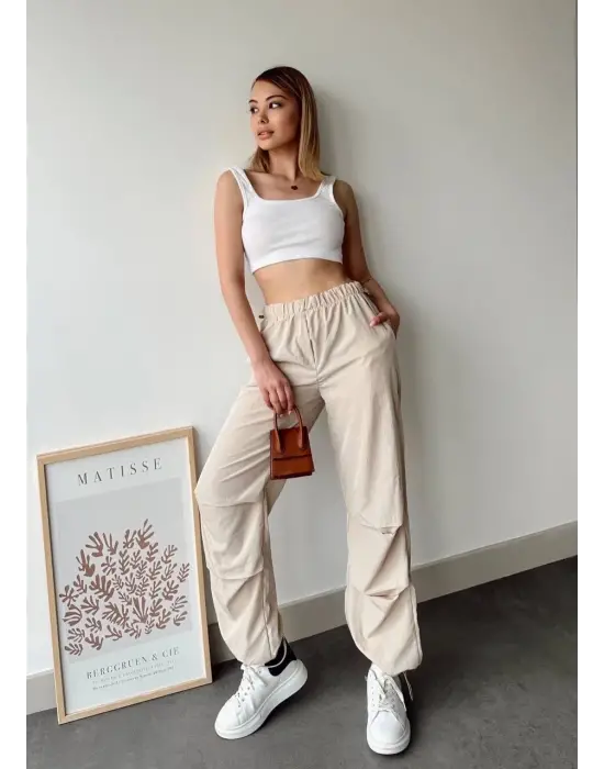 Paraşüt pantolon bej