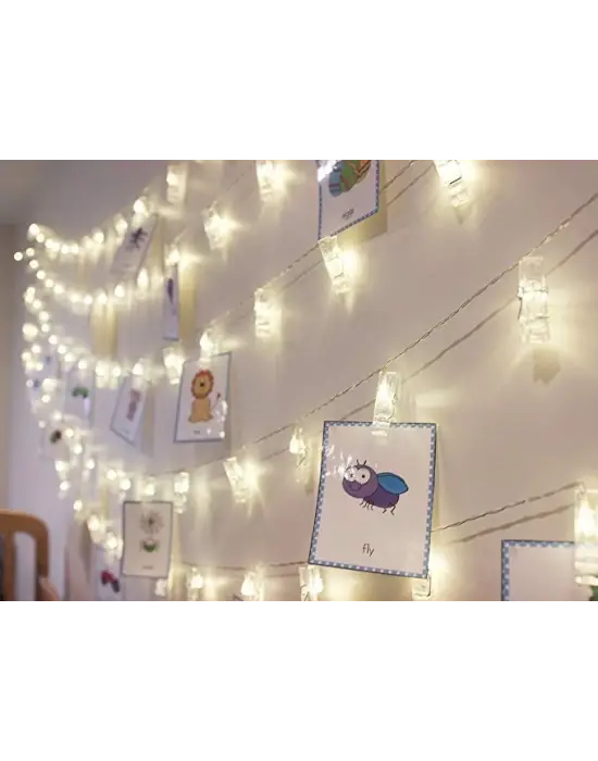 Omarı Işıklı Fotoğraf Mandalları Seti