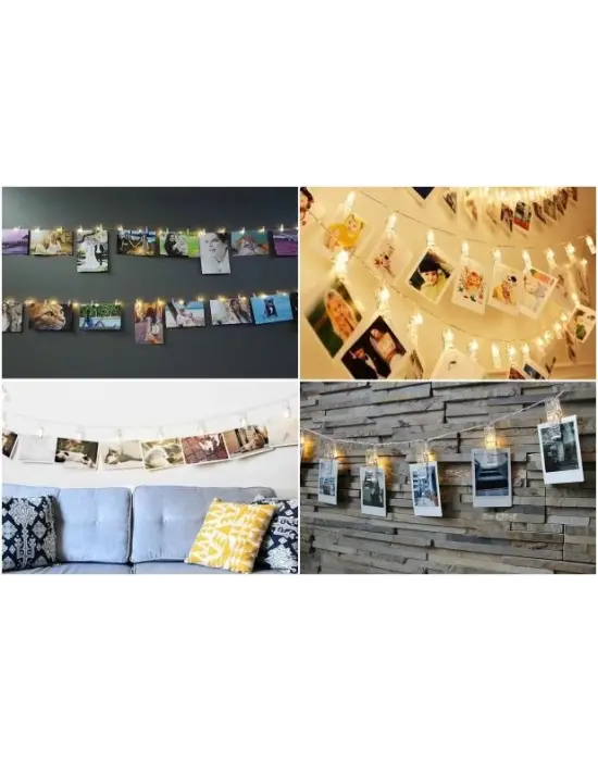 Omarı Işıklı Fotoğraf Mandalları Seti