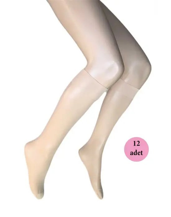 Omarı Parlak Dizaltı Kadın Çorap 15 Denye - Ten Rengi