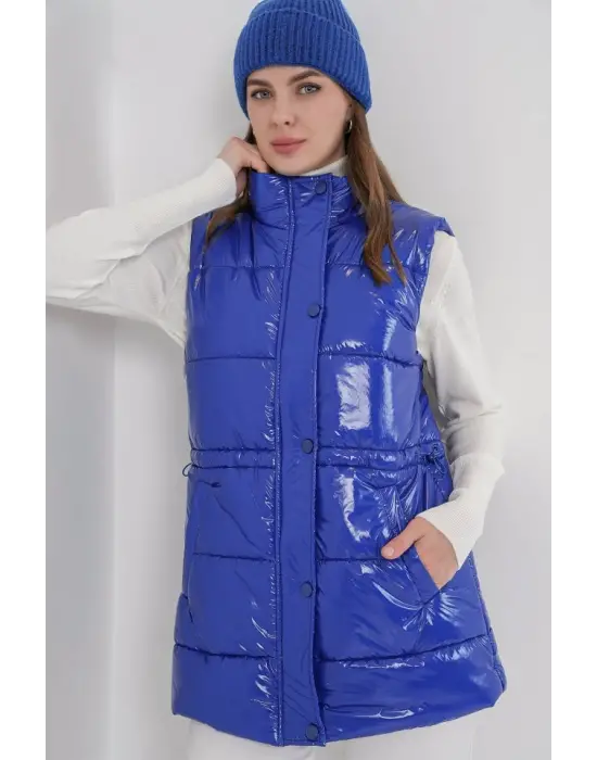 Parlak Şişme Yelek 5218 - Saks