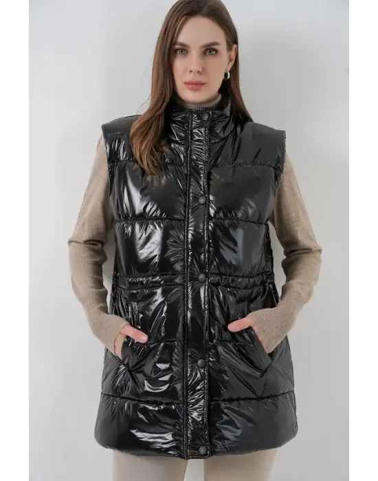Parlak Şişme Yelek 5218 - Siyah