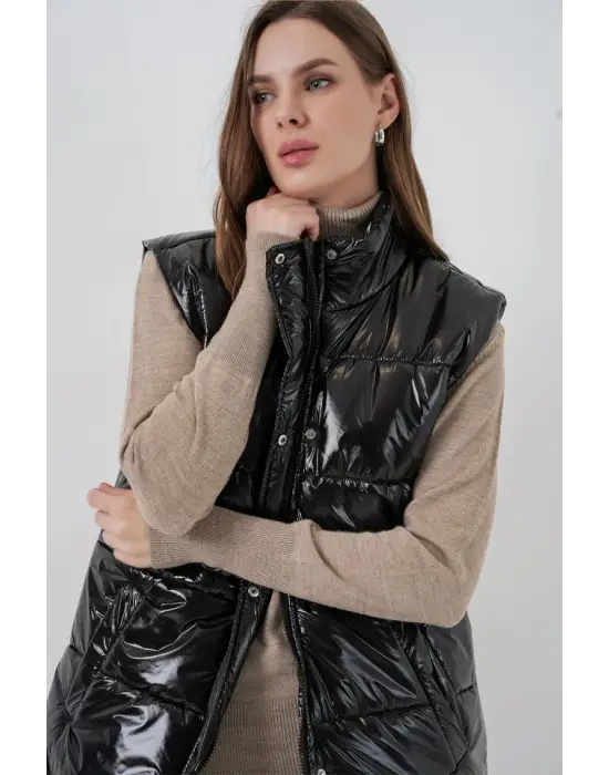 Parlak Şişme Yelek 5218 - Siyah