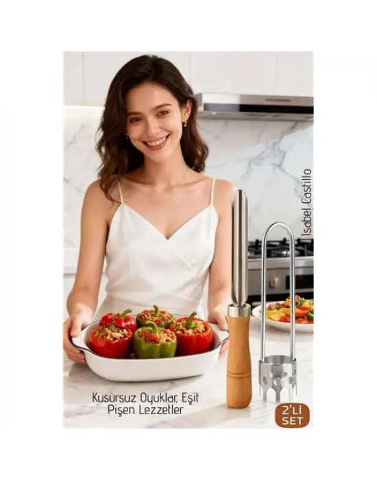 Paslanmaz Çelik 2’li Profesyonel Kabak ve Dolma Biber Oyacak Seti - Gurme Tasarım