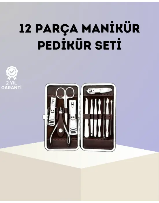 Paslanmaz Çelik Çok Fonksiyonlu 12 Manikür Seti