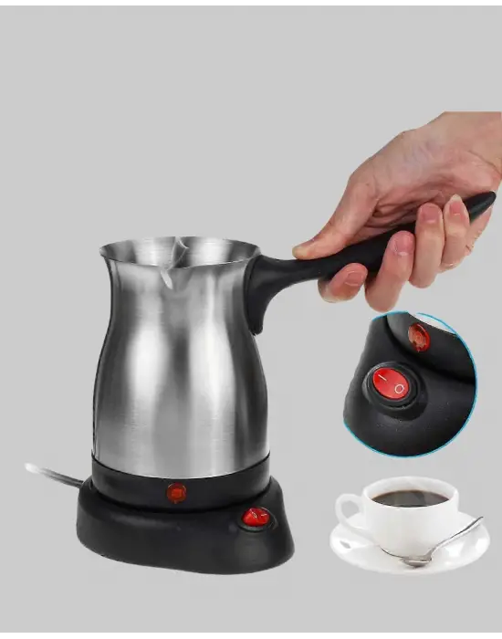 Paslanmaz Çelik Elektrikli Cezve 800w 6 Fincan Kapasiteli