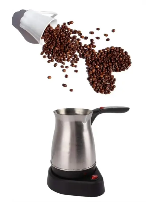 Paslanmaz Çelik Türk Kahvesi Makinesi 6 Fincan Kpasiteli Elektrikli Cezve