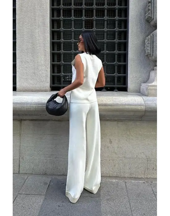 Paulo Gold Düğmeli Yelek Pantolon Takım 9976