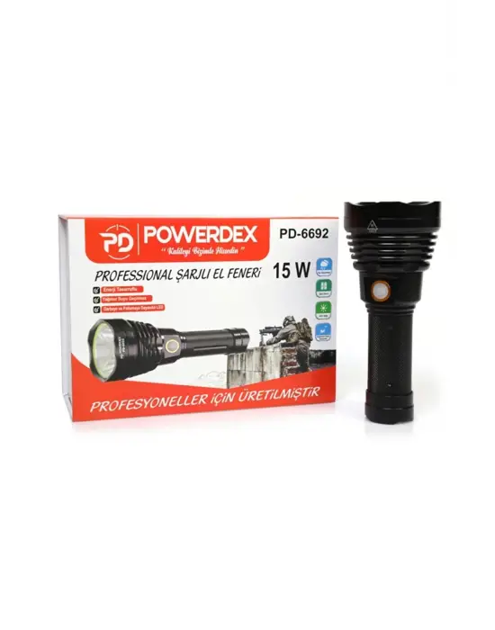 Pd-6692 15 Watt 1000 Lümen Profesyonel Şarjlı El Feneri