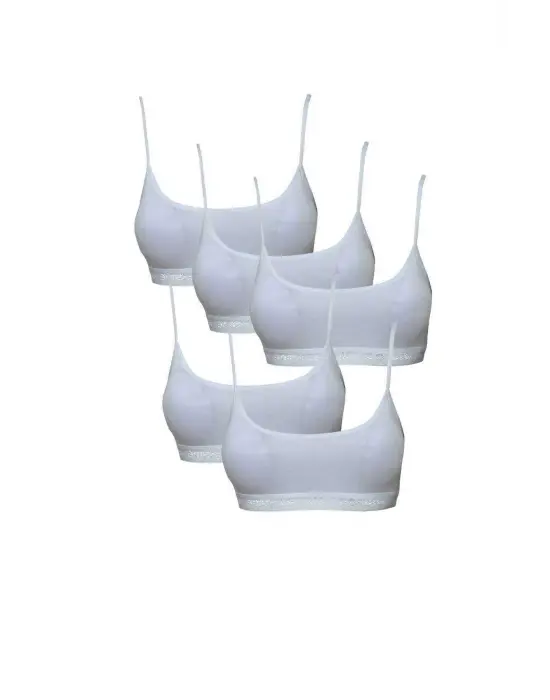 Omarı Pedli İp Askılı Beyaz Büstiyer Seti