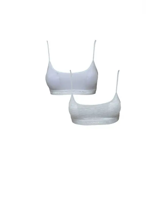 Modern İp Askılı Beyaz ve Gri Büstiyer 2 Adet