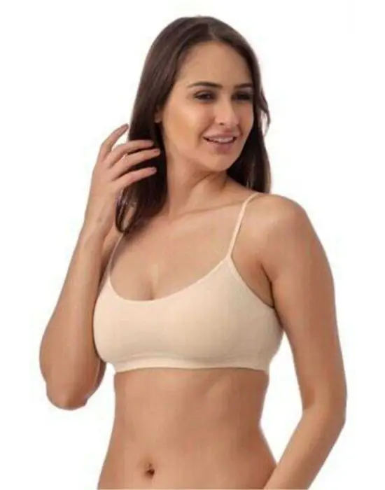 Omarı İp Askılı Gri ve Ten Rengi Pedli Büstiyer Seti