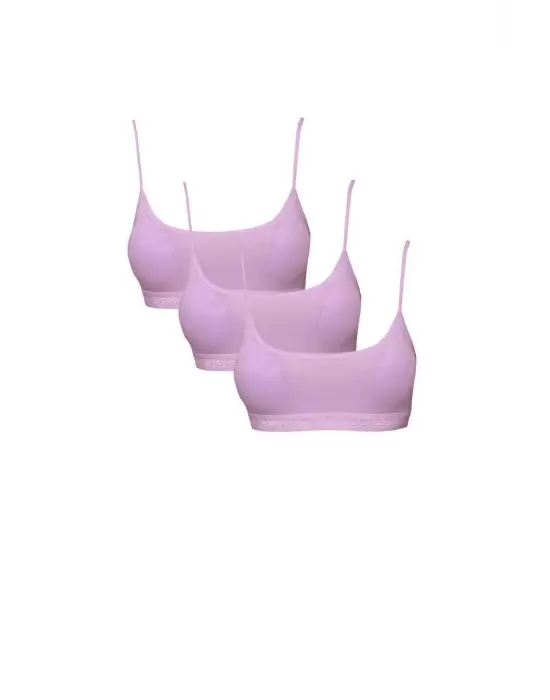 Çarpıcı İp Askılı Pembe Büstiyer 3 Adet