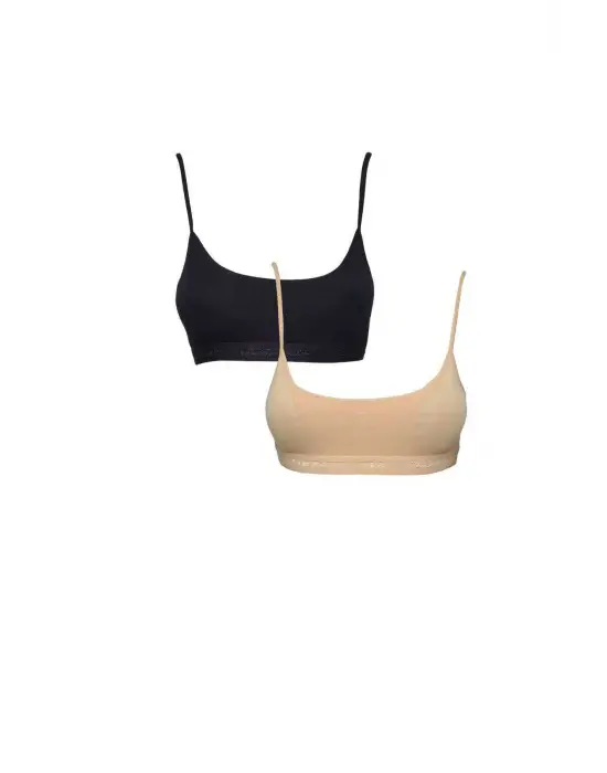 Pedli İp Askılı Siyah ve Ten Rengi Büstiyer 2 adet