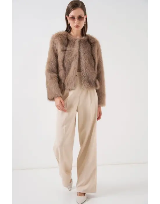 Peluş Kürk Mont 5225 - Bisküvi