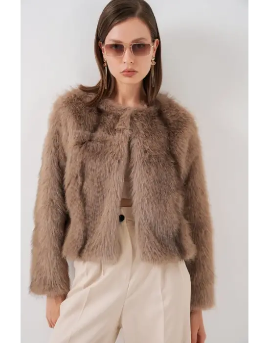 Peluş Kürk Mont 5225 - Bisküvi