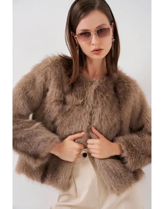 Peluş Kürk Mont 5225 - Bisküvi