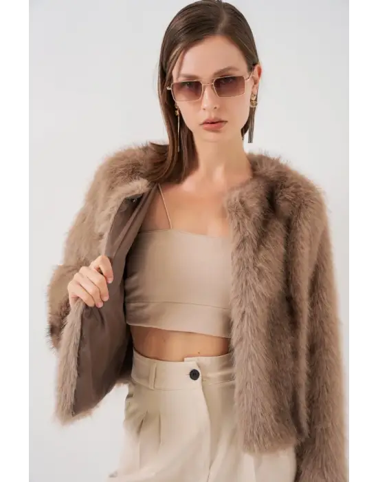 Peluş Kürk Mont 5225 - Bisküvi