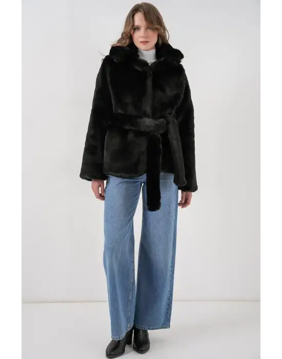Peluş Kürk Mont 5234 - Siyah