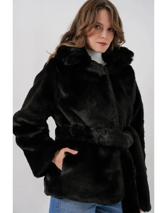 Peluş Kürk Mont 5234 - Siyah