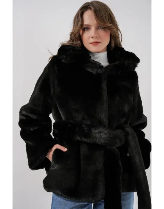 Peluş Kürk Mont 5234 - Siyah