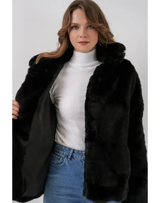 Peluş Kürk Mont 5234 - Siyah
