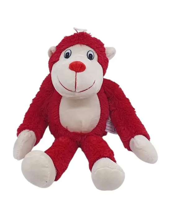 Peluş Maymun 40 cm - Yumuşak Peluş - G5501 - Kırmızı