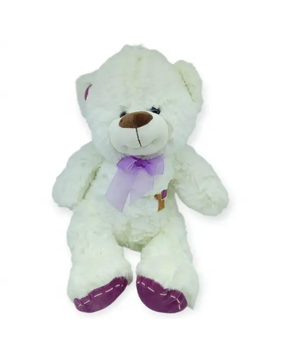 Peluş Papyonlu Ayıcık 40 cm - Beyaz