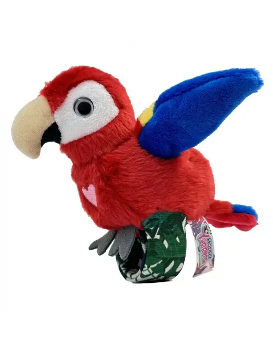 Peluş Ses Tekrarlı Hayvan Bileklik Aksesuar - Kırmızı Papağan