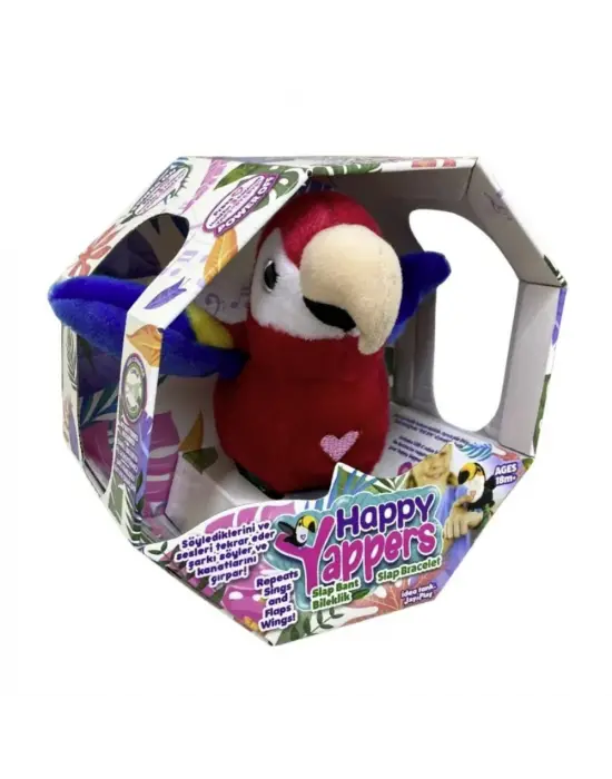 Peluş Ses Tekrarlı Hayvan Bileklik Aksesuar - Kırmızı Papağan