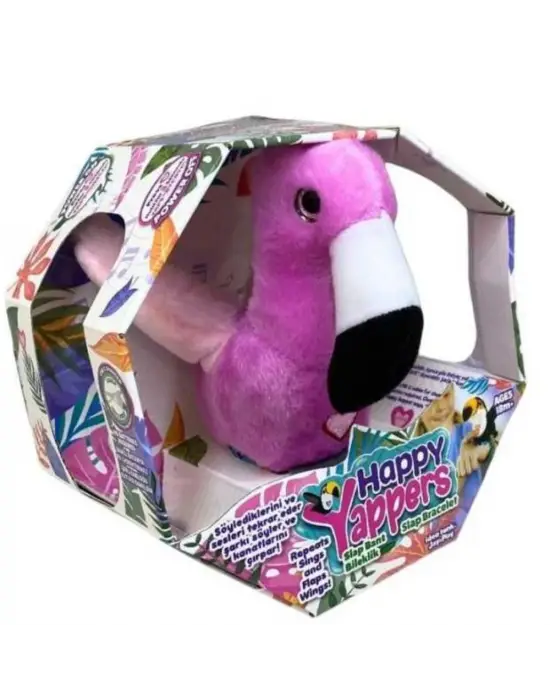 Peluş Ses Tekrarlı Hayvan Bileklik Aksesuar - Pembe Flamingo