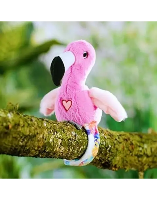 Peluş Ses Tekrarlı Hayvan Bileklik Aksesuar - Pembe Flamingo
