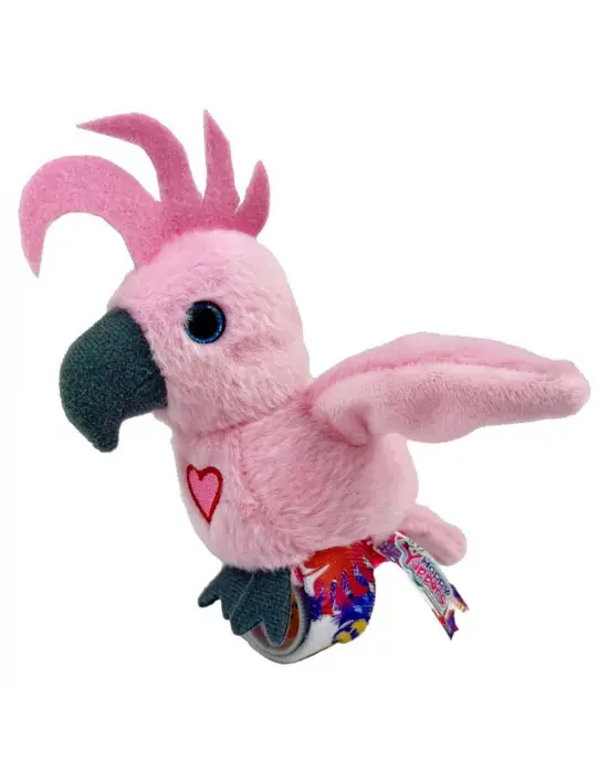 Peluş Ses Tekrarlı Hayvan Bileklik Aksesuar - Pembe Papağan