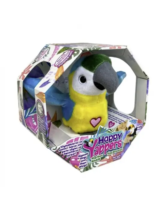 Peluş Ses Tekrarlı Hayvan Bileklik Aksesuar - Sarı Papağan